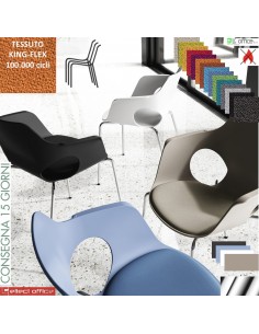 JAMILA Sedia impilabile 4 gambe cromo rivestimento tessuto KING-FLEX class 1 IM