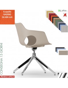 JAMILA Sedia girevole base alluminio piramidale a 4 gambe rivestimento ecopelle GAZEBO class 1IM