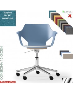 JAMILA Sedia girevole base alluminio piramidale 4 gambe rivestimento ecopelle SECRET class 1 IM