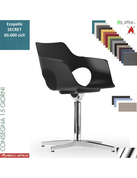 JAMILA Sedia girevole base alluminio 4 razze rivestimento ecopelle SECRET class 1 IM