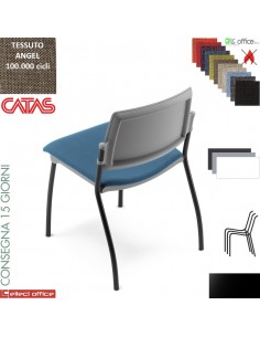 TEOREMA sedia impilabie schienale in polipropilene 4 gambe verniciato nero rivestimento tessuto ANGEL class 1IM
