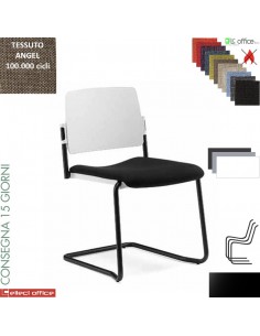 TEOREMA sedia impilabie schienale in polipropilene slitta verniciato nero rivestimento tessuto ANGEL class 1IM