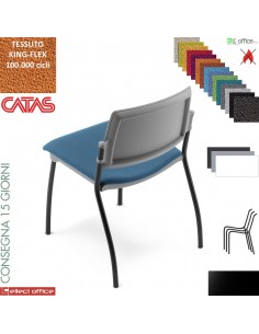 TEOREMA sedia impilabie schienale in polipropilene 4 gambe verniciato nero rivestimento tessuto KING-FLEX class 1 IM