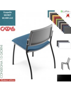 TEOREMA sedia impilabile schienale in polipropilene 4 gambe verniciato nero rivestimento ecopelle SECRET class 1 IM