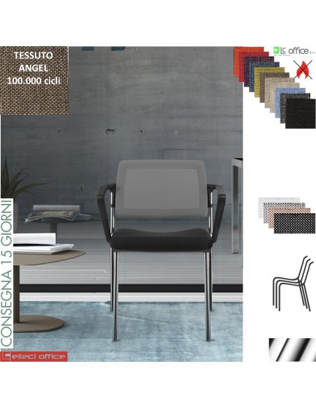 TEOREMA impilabile schienale rete 4 gambe cromo rivestimento tessuto ANGEL class 1IM