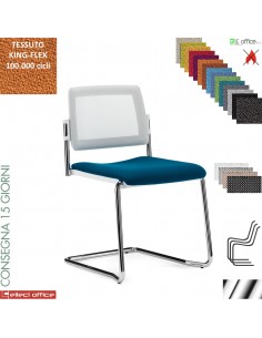 TEOREMA sedia impilabile schienale rete slitta cromo rivestimento tessuto KING-FLEX class 1 IM