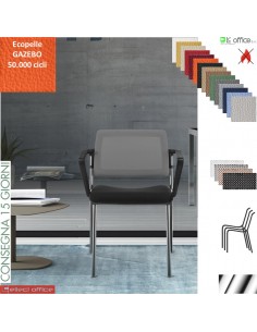 TEOREMA sedia impilabile schienale rete 4 gambe cromo rivestimento ecopelle GAZEBO class 1IM