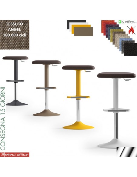 UPPER sgabello imbottito colorato base cromo rivestimento tessuto ANGEL class 1IM