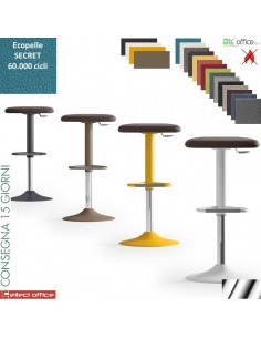 UPPER sgabello imbottito colorato base cromo rivestimento ecopelle SECRET class 1 IM