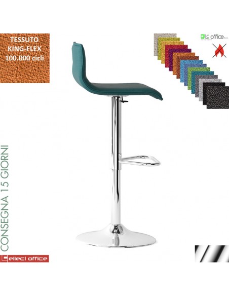 UPPER B sgabello girevole imbottito base cromo rivestimento tessuto KING-FLEX class 1 IM