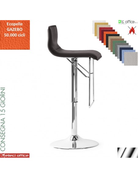 UPPER B sgabello girevole imbottito con base cromo rivestimento ecopelle GAZEBO class 1IM