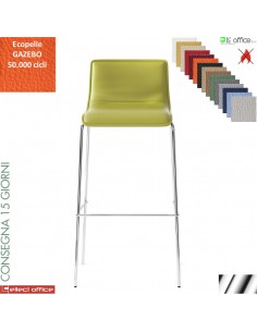 UPPER C sgabello girevole imbottito con base cromo rivestimento ecopelle GAZEBO class 1IM