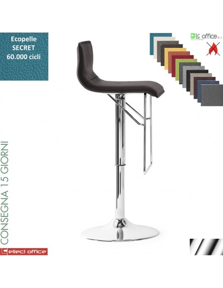 UPPER A sgabello girevole imbottito base cromo rivestimento ecopelle SECRET class 1 IM