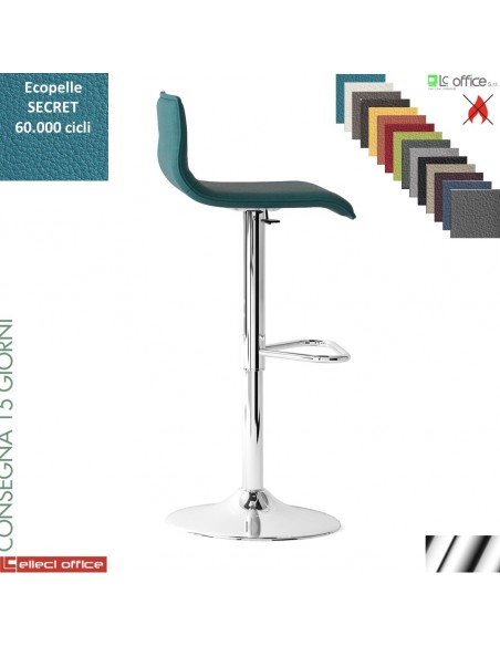UPPER B sgabello girevole imbottito base cromo rivestimento ecopelle SECRET class 1 IM