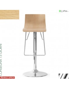 UPPER A Sgabello girevole base cromo in Faggio
