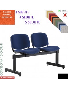 EASY panca attesa sedute su trave verniciato nero sedile e schienale imbottiti rivestimento ecopelle GAZEBO class 1IM