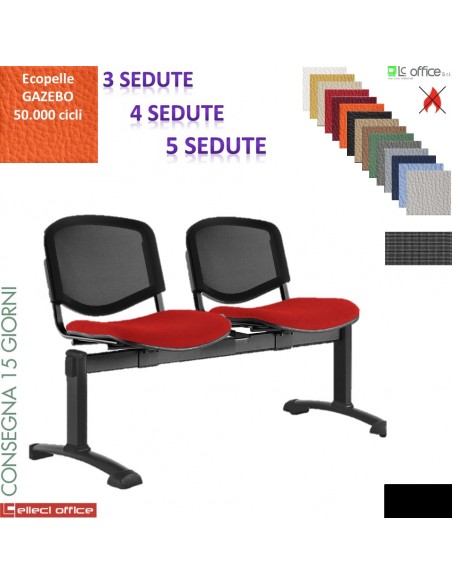 EASY panca imbottito attesa schienale rete rivestimento ecopelle GAZEBO class 1IM