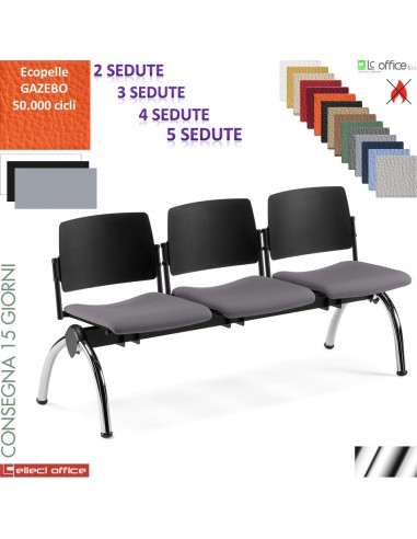 TEOREMA panca attesa sedile imbottito shienale plastica rivestimento ecopelle GAZEBO class 1IM