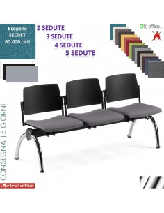 TEOREMA panca attesa sedile e schienale plastica rivestimento ecopelle SECRET class 1 IM