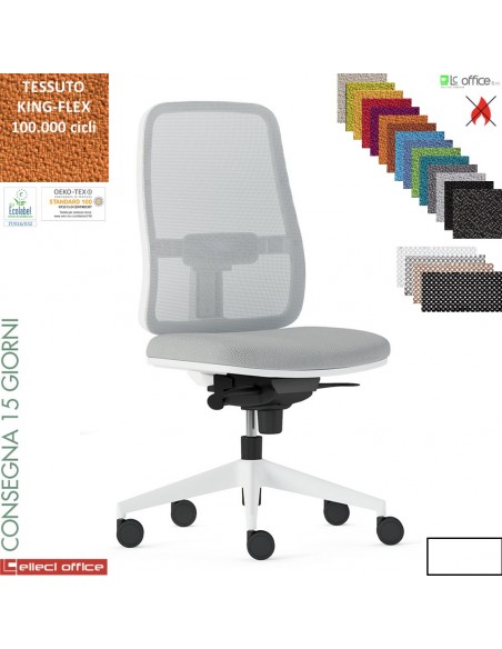 TARIFA poltrona semi direzionale base bianca schienale rete TESSUTO KING FLEX class 1 IM