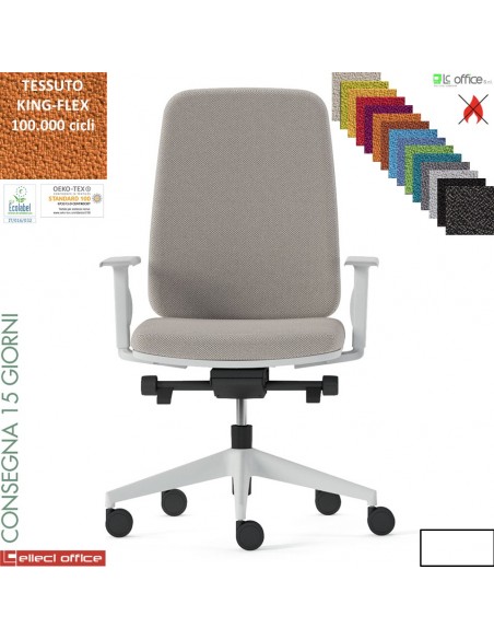 TARIFA poltrona semi direzionale base bianca schienale imbottito TESSUTO KING FLEX class 1 IM