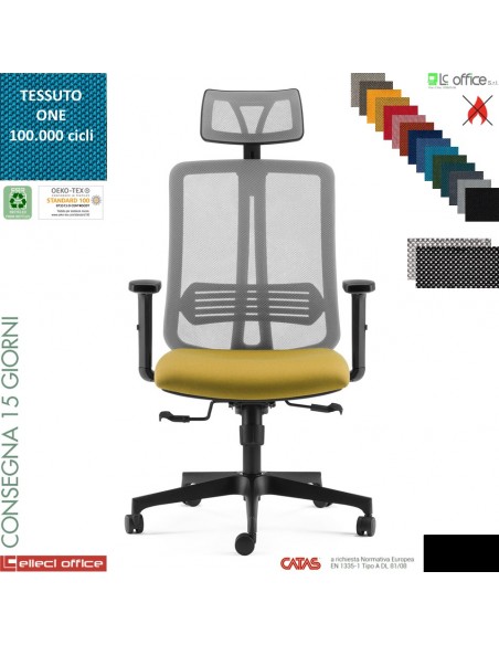 Altea Poltrona direzionale appoggiatesa schienale rete syncro multibloc traslatore base nylon tessuto ONE - catas