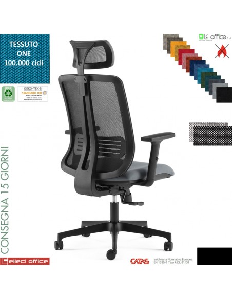 Altea Poltrona semi direzionale appoggiatesa schienale rete syncro multibloc base nylon tessuto ONE - catas