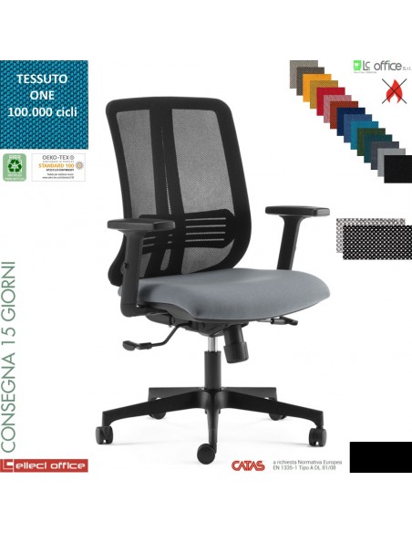 Altea Poltrona operativa schienale rete syncro multiblock traslatore base nylon tessuto ONE - catas