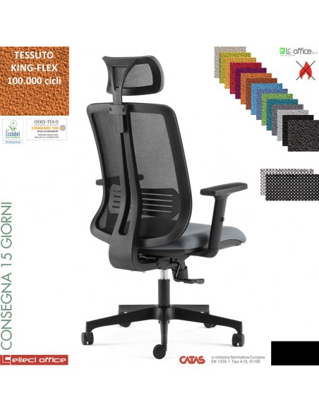 Altea Poltrona direzionale appoggiatesa schienale rete syncro multiblock base nylon tessuto KING FLEX - catas