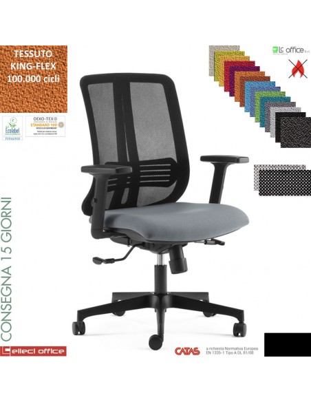 Altea Poltrona operativa schienale rete syncro multiblock base nylon tessuto KING FLEX - catas
