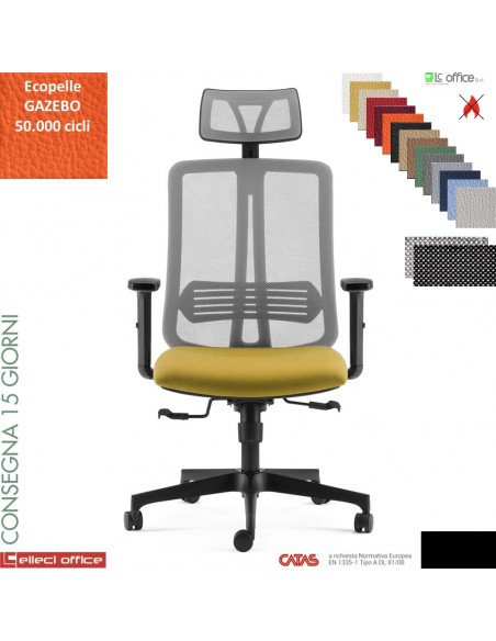 Altea Poltrona direzionale appoggiatesa schienale rete syncro multiblock traslatore base nylon ecopelle GAZEBO - catas