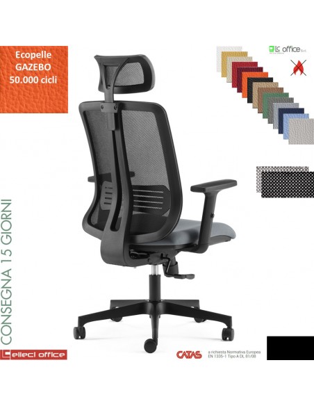 Altea Poltrona SEMI direzionale appoggiatesa schienale rete syncro multiblock base nylon ecopelle GAZEBO - catas