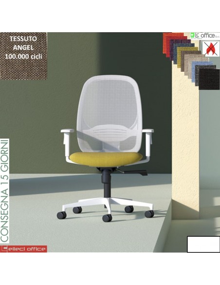 Sierra sedia Operativa syncro multi block traslatore schienale rete base BIANCA  tessuto ANGEL Class 1 IM