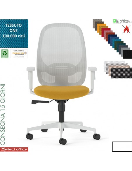 Sierra poltrona Operativa syncro multi block schienale rete base BIANCA tessuto ONE class 1 IM