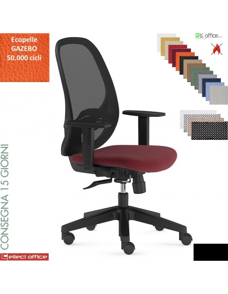 Sierra operativa syncro multiblock traslatore schienale rete base neri ecopelle GAZEBO class 1 IM
