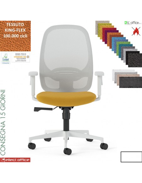 Sierra sedia Operativa syncro multi block schienale rete base BIANCA TESSUTO KING FLEX class 1 IM