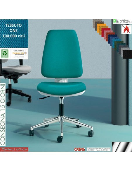 Masha sedia operativa contatto permanente cover bianchi base acciaio cromato tessuto ONE class 1 IM
