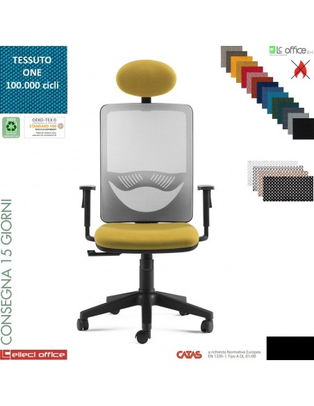 Oxy poltrona direzionale appoggiatesta schienale rete syncro multiblock base nylon tessuto ONE class 1 IM