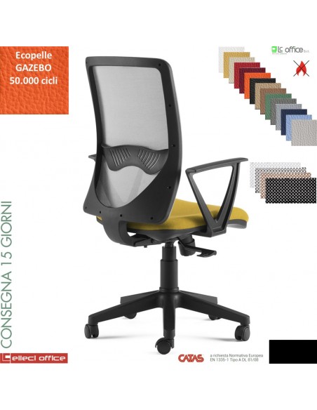 Oxy sedia operativa schienale rete syncro multiblock base nylon ecopelle GAZEBO class 1 IM
