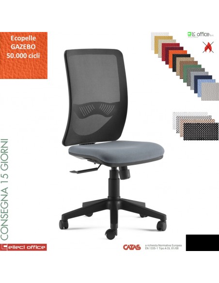 Oxy sedia operativa schienale rete syncro multiblock base nylon ecopelle GAZEBO class 1 IM