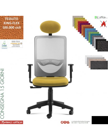 Oxy poltrona direzionale appoggiatesta schienale rete syncro multiblock base nylon TESSUTO KING FLEX class 1 IM