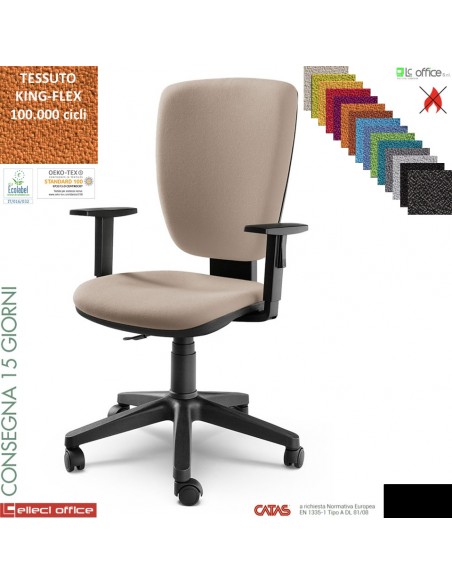 START poltrona operativa contatto permanente schienale up-down base nylon TESSUTO KING FLEX class 1 IM