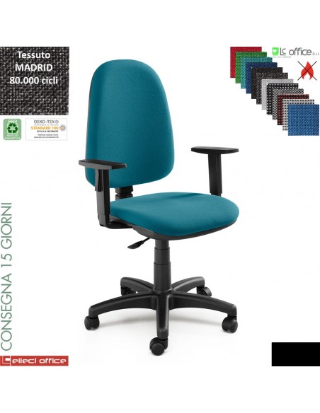 TIM poltrona operativa con contatto permanente base nylon braccioli regolabile rivestimento tessuto MADRID class 1 IM