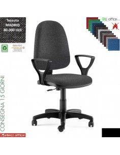 TIM poltrona operativa con contatto permanente base nylon braccioli regolabile rivestimento tessuto MADRID class 1 IM