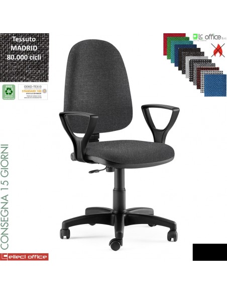 TIM poltrona operativa con contatto permanente base nylon braccioli regolabile rivestimento tessuto MADRID class 1 IM