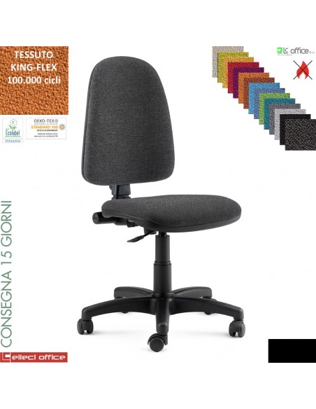 TIM poltrona operativa con contatto permanente base nylon TESSUTO KING FLEX class 1 IM