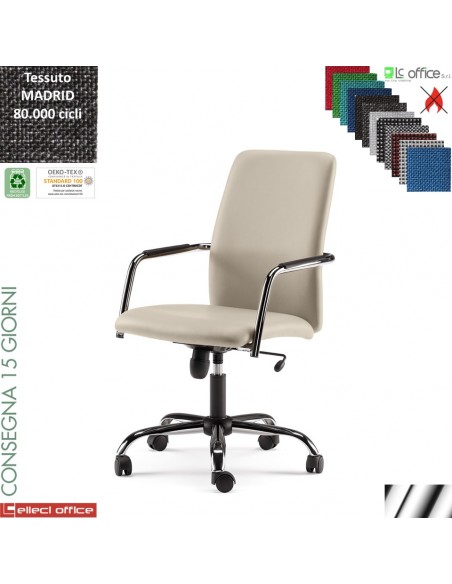 Trilogy poltrona Semi-direzionale struttura cromata oscillante base acciaio cromato tessuto MADRID class 1 IM