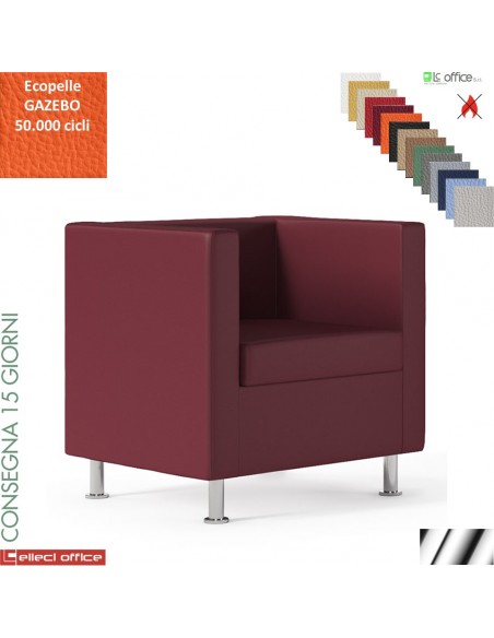 BOX poltrona con piedini finitura cromo rivestimenti ecopelle GAZEBO Class 1 IM