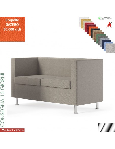 BOX divano DUE posti con piedini finitura cromo rivestimenti ecopelle GAZEBO Class 1 IM