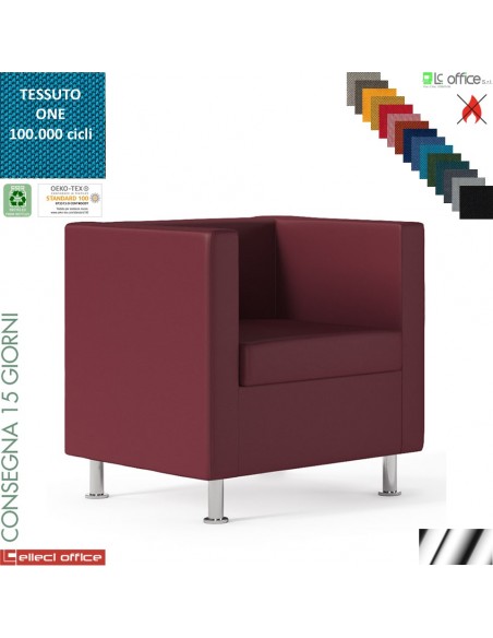 BOX poltrona con piedini finitura cromo rivestimenti tessuto ONE class 1 IM